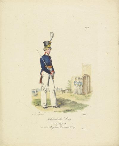 スイス連隊の副官、1820～1825年 連隊スイスNo. 29 (オブジェクトのタイトル) オランダ王国の軍服。 ウィレム・ヴァン・バイランド閣下に捧げる（オブジェクトのシリーズタイトル 作： Jean Baptiste Madou