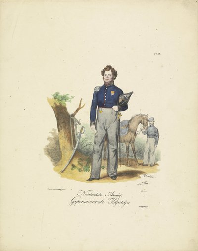 退役船長、1820年～1825年 Nederlandsche Armée, Pensioner Kapiteyn (オブジェクトのタイトル) オランダ王国の軍服。 ウィレム・ヴァン・バイランド閣下に捧げる (オブジェクトのシリーズタイトル) 作： Jean Baptiste Madou