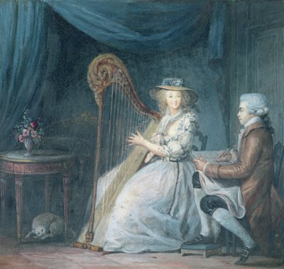 美しいハーピスト 作： Jean Baptiste Mallet