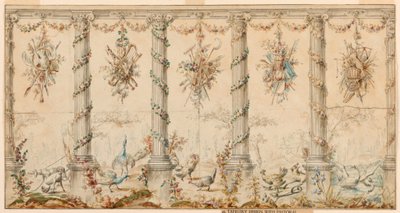 ドローイング、「農場生活に捧げるタペストリー」プロジェクト、1780-95年 作： Jean Baptiste Marie Huet