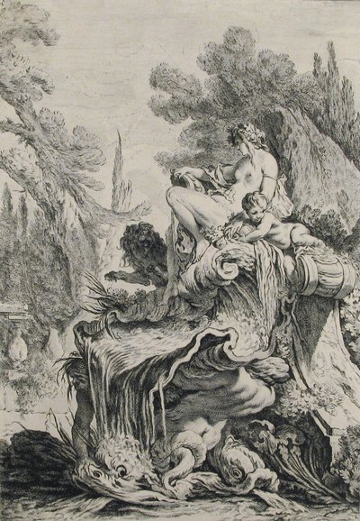 貝殻の上にナイアードが座っている噴水 作： Jean Baptiste Marie Pierre