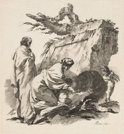 エジプトへの逃亡中の休息 作： Jean Baptiste Marie Pierre