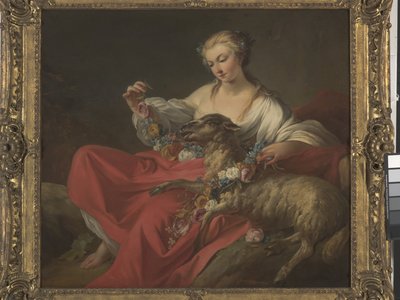 The Favorite Lamb (Le Mouton Favori) (キャンバスに油彩) 作： Jean Baptiste Marie Pierre
