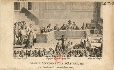 革命裁判所でのマリー・アントワネット、1806年。 作： Jean Baptiste Michel Dupréel
