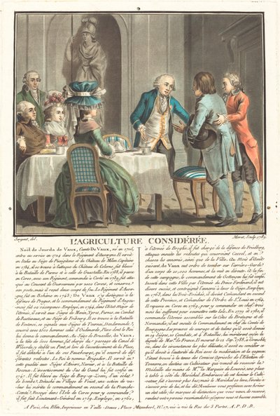 考慮された農業、コント・ド・ヴォー 作： Jean Baptiste Morret after Antoine François Sergent