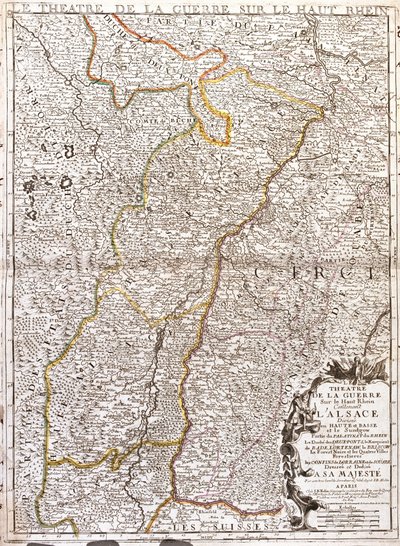 アルザス(フランス)の地図(エングレービング) 作： Jean Baptiste Nolin