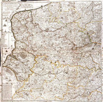 アルトワ(フランス)とフランダース(ベルギー、オランダ)の地図(エングレーヴィング) 作： Jean Baptiste Nolin
