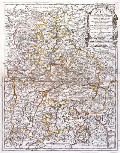 バイエルン(ドイツ)の地図(エングレービング) 作： Jean Baptiste Nolin