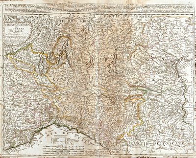 ロンバルディア(イタリア)の地図(エングレービング) 作： Jean Baptiste Nolin