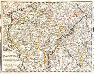ルクセンブルクとトレヴェス教区（ドイツ）の地図（エングレーヴィング 作： Jean Baptiste Nolin