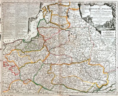 ポーランドとリトアニアの地図(エングレーヴィング) 作： Jean Baptiste Nolin