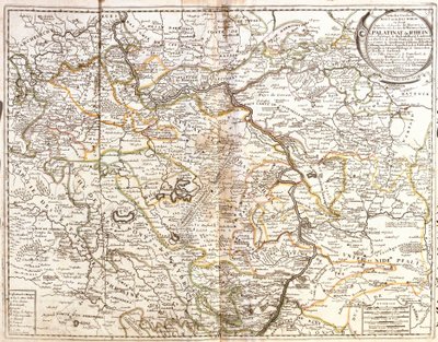 ラインラント＝プファルツ州とバイエルン州の一部（ドイツ）の地図（エングレーヴィング 作： Jean Baptiste Nolin