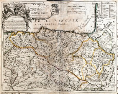 ビスケー州(スペイン)とナバラ王国(フランス)の地図(エングレーヴィング) 作： Jean Baptiste Nolin