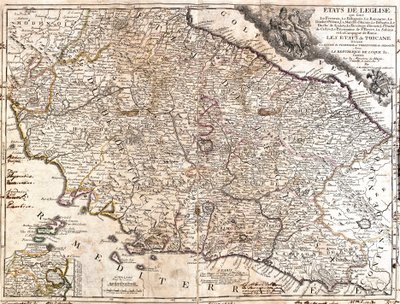 イタリアの教会領地の地図（エッチング 作： Jean Baptiste Nolin