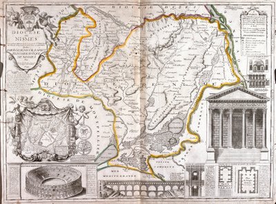 ニーム教区（フランス）の地図（エングレーヴィング 作： Jean Baptiste Nolin