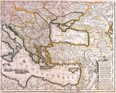東地中海・黒海諸国、トルコ、小アジアの諸州の地図（エッチング 作： Jean Baptiste Nolin