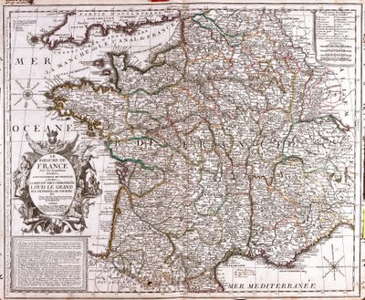 フランス王国の地図（エングレーヴィング 作： Jean Baptiste Nolin