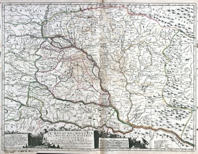 ハンガリー王国の地図（エングレーヴィング 作： Jean Baptiste Nolin