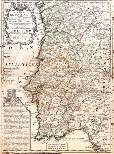 ポルトガル王国の地図（エングレーヴィング 作： Jean Baptiste Nolin