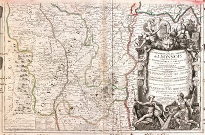 リヨネ(フランス)の地図(エングレービング) 作： Jean Baptiste Nolin