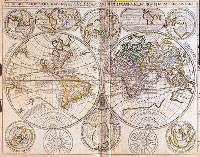 世界の地図（銅版画 作： Jean Baptiste Nolin