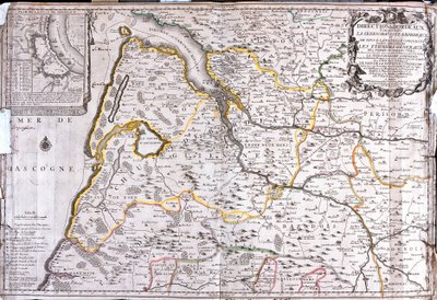 ボルドー(フランス)周辺地図(エングレービング) 作： Jean Baptiste Nolin