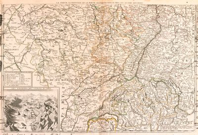 ライン川周辺（ドイツ、スイス、フランス）の地図（エングレービング 作： Jean Baptiste Nolin