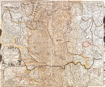 イタリア・ミラノ周辺地図（エングレービング 作： Jean Baptiste Nolin