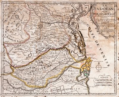 パドヴァとポレジーネ（イタリア）の地域地図（エングレーヴィング 作： Jean Baptiste Nolin
