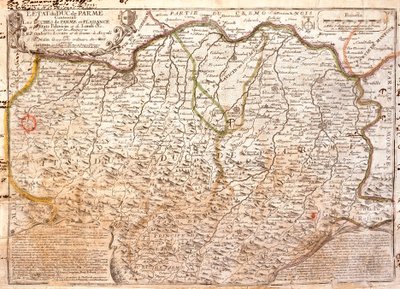 パルマ(イタリア)周辺地図(エングレービング) 作： Jean Baptiste Nolin