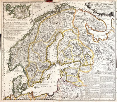 ノルウェー、スウェーデン、デンマーク王国の地図（エングレーヴィング 作： Jean Baptiste Nolin