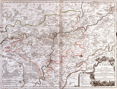 ナミュール県（ベルギー）の地図（エングレービング 作： Jean Baptiste Nolin