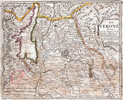 ヴェローナ(イタリア・ヴェネト州)の領土地図(エッチング) 作： Jean Baptiste Nolin