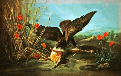 ノウサギ、またはタカとノウサギを覆すノスリ、1749 作： Jean Baptiste Oudry