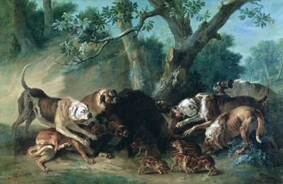 犬に襲われた野生の雌豚とその子豚 作： Jean Baptiste Oudry