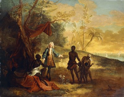 世界の4つの部分から-アフリカ：黒人の首長と交わしたヨーロッパの商人、1724年 作： Jean Baptiste Oudry