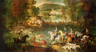 1734年以前のコンピエーニュの森のサンジャン池での狩猟 作： Jean Baptiste Oudry