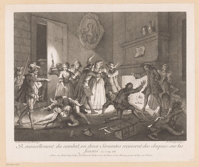 インテリア メット グループ vechtende mensen 2人のサーヴァントがお尻を叩かれる戦いのリニューアル(称号オンオブジェクト) Roman Comique van Scarron (シリーズ タイトル) のシーン 作： Jean Baptiste Oudry
