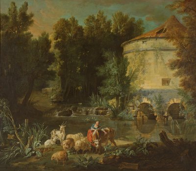 丸い塔のある風景、1737 作： Jean Baptiste Oudry