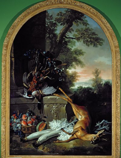 風景の中のゲームのある静物、c.1730 作： Jean Baptiste Oudry