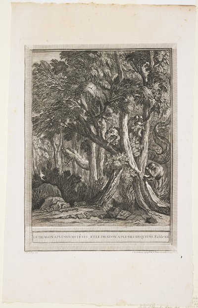 多くの頭のドラゴン、寓話XII、c。 1753-1755 作： Jean Baptiste Oudry