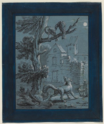 キツネと七面鳥の鶏: ラ・フォンテーヌの寓話の挿絵 作： Jean Baptiste Oudry