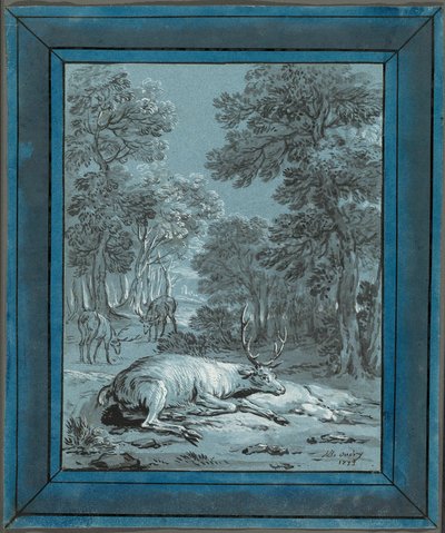 病気の雄鹿 作： Jean Baptiste Oudry