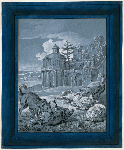羊を襲う狼（『ライン・ド・トロップII） 作： Jean Baptiste Oudry