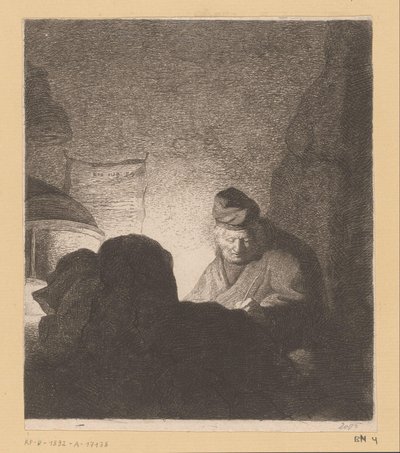 ランプの光の中で書く男 作： Jean Baptiste Pierre Lebrun (attributed to)