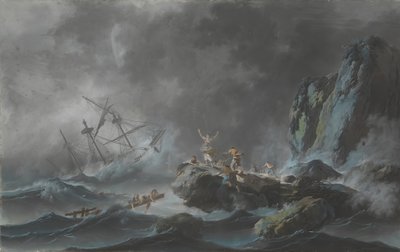 嵐の中の難破船、1782年。 作： Jean Baptiste Pillement