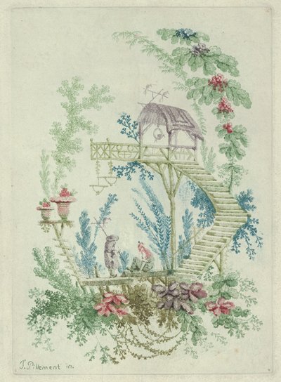 1790年から1799年までの中国のドローイングのノートブックの新しいスイートからのシノワズリー。 作： Jean Baptiste Pillement