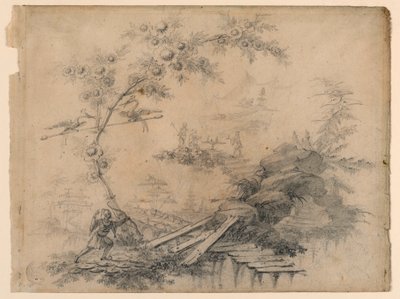 素描、シノワズリ・ファンタジー、1780年頃 作： ジャン・バプティスト・ピレメント