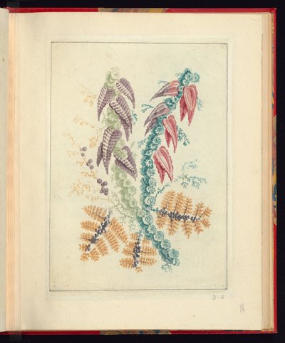下絵師用新生花帖 No.1 三角紫紅葉の装飾文様 作： Jean Baptiste Pillement