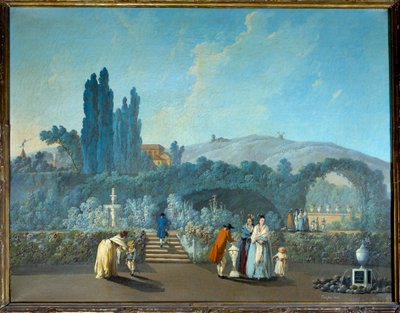 1785年のリスボンのベンフィカの庭園の眺め ジャン・ピルマン（1728-1808）による水彩画 1785年 パリ、装飾美術 作： Jean Baptiste Pillement